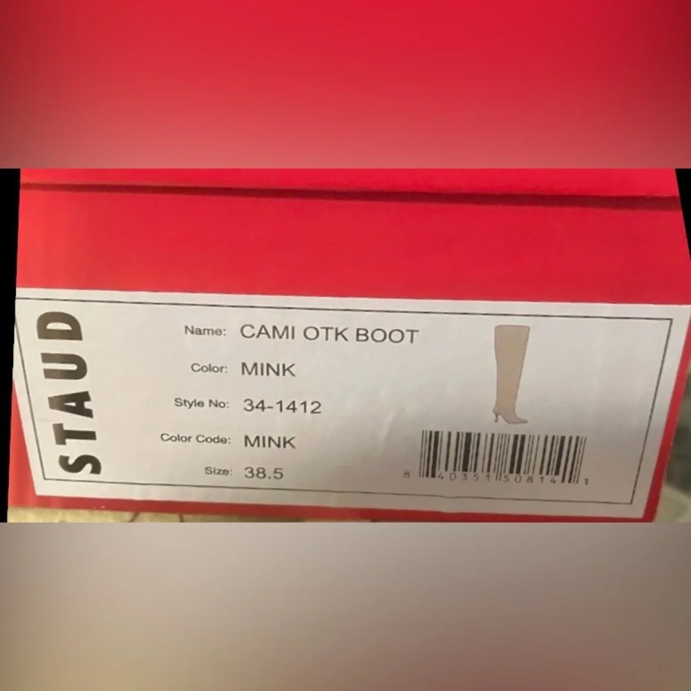 STAUD Cami Over The Knee Suede Stiletto Heel Boots Taupe Size EU 38.5 = 8.5 NIB